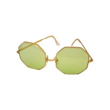 Vintage Men's Mod Gold Tone Oversized Octagon Sunglasses - Made In Japan C1970