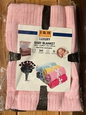  S New I H Pink Baby Blanket 100 Cotton 170cm x 90cm Machine Washable.