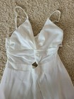 NWT LUXXEL Women's White Flowy Sleeveless V-Neck Open-Leg Jumpsuit -- SIZE SMALL — photo 4