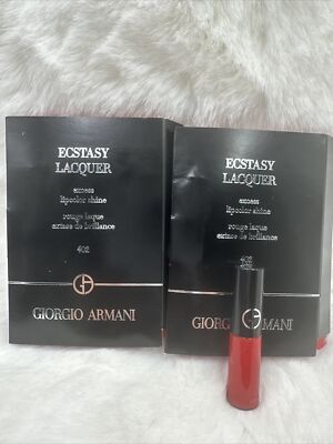 2X Giorgio Armani Ecstasy Lacquer Excess Lipcolor Shine #402 Red-To-Go 1.5 ml Ea