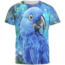 Blue Hyacinth Macaw Splatter All Over Mens T Shirt