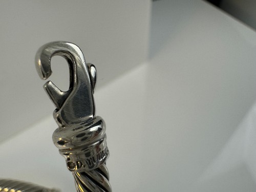 David Yurman 925 Silver & Pearl Station Cable Choker Necklace W/ 14k Gold Accent - Picture 8 of 10