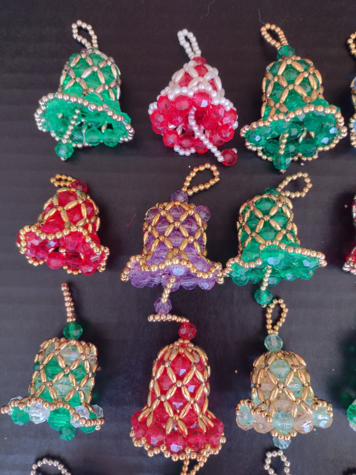 Lot of 34 Vintage Handmade Beaded Bell Christmas Ornaments eBay