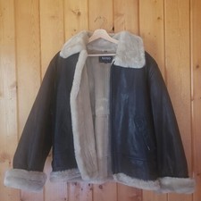 Xoxo Oversized Fit Aviator Jacket Faux Fur Lined Genuine Leather Size M Unisex