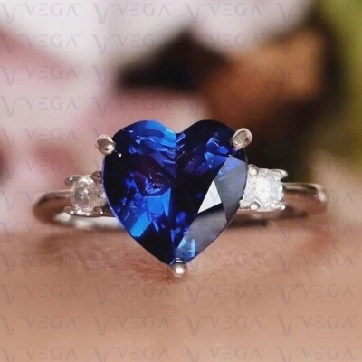 Heart Cut Blue Natural Sapphire Diamond 100% 14k