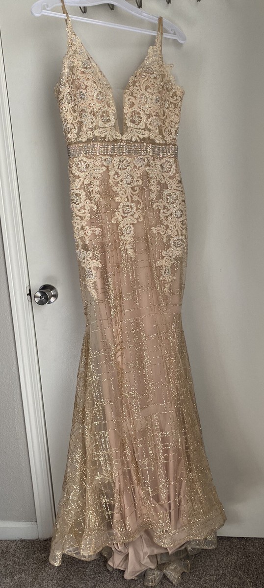 Light Rose Gold Prom Dress Good Condition Pre-owned