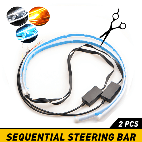 2pcs 60cm Flexible LED Car Headlight Slim Strip Sequential Turn Signal DRL Light - Bild 1 von 11