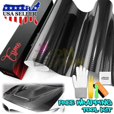 ESSMO PET 7D Carbon Fiber Black High Gloss Car Vinyl Wrap Sticker Decal Sheet