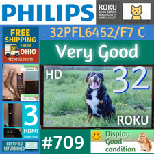 Philips 32" HD 720P Smart Roku Borderless LED TV 32PFL6452/F7C with Remote/Stand