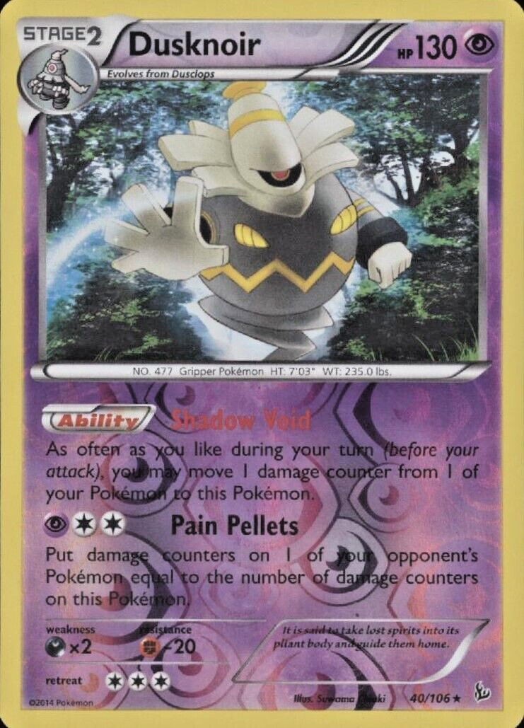 Dusknoir Reverse Holo Pokemon Card 40/106 XY Flashfire VERY GOOD
