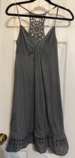 American Eagle Outfitters Gray Eyelet Mini Tank Dress Sleeveless V-Neck Straps M