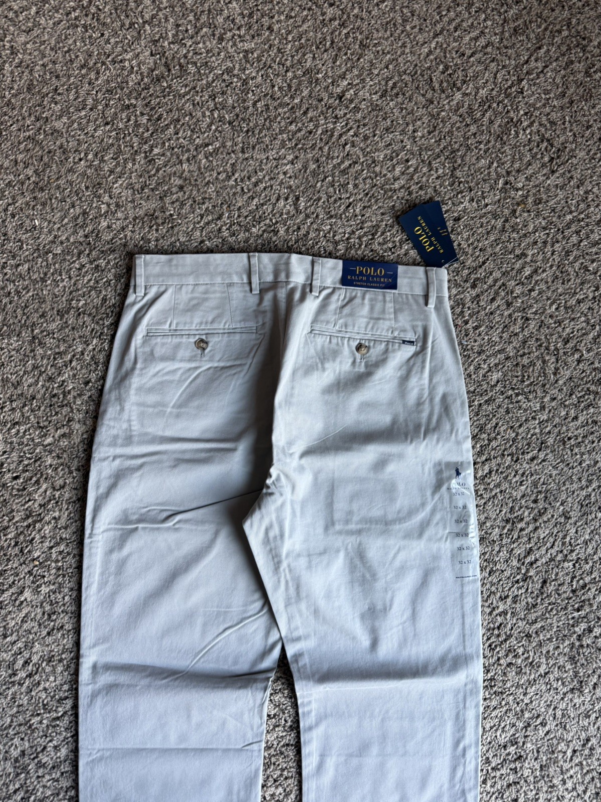 New Polo Ralph Lauren Men's Stretch Classic Fit Pants - 34x31 measured Grey  thumbnail 4