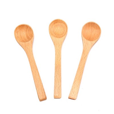 1X Wooden Round Bamboo Spoon Soup Tea Coffee Salt Spoon Kitchen Tools Cutler-ym