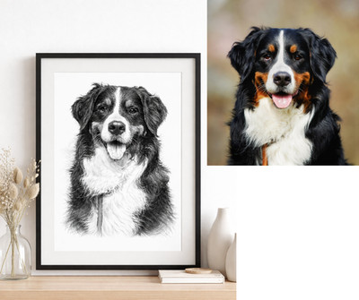 Haustier Portrait Druck vom Foto | Individuelle Hundezeichnung Digital Art |