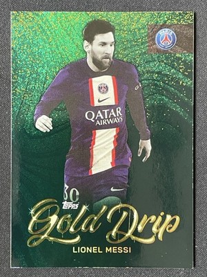 Lionel Messi 2022-23 Topps Paris Saint-Germain Team Set Gold Drip Green /175 #48