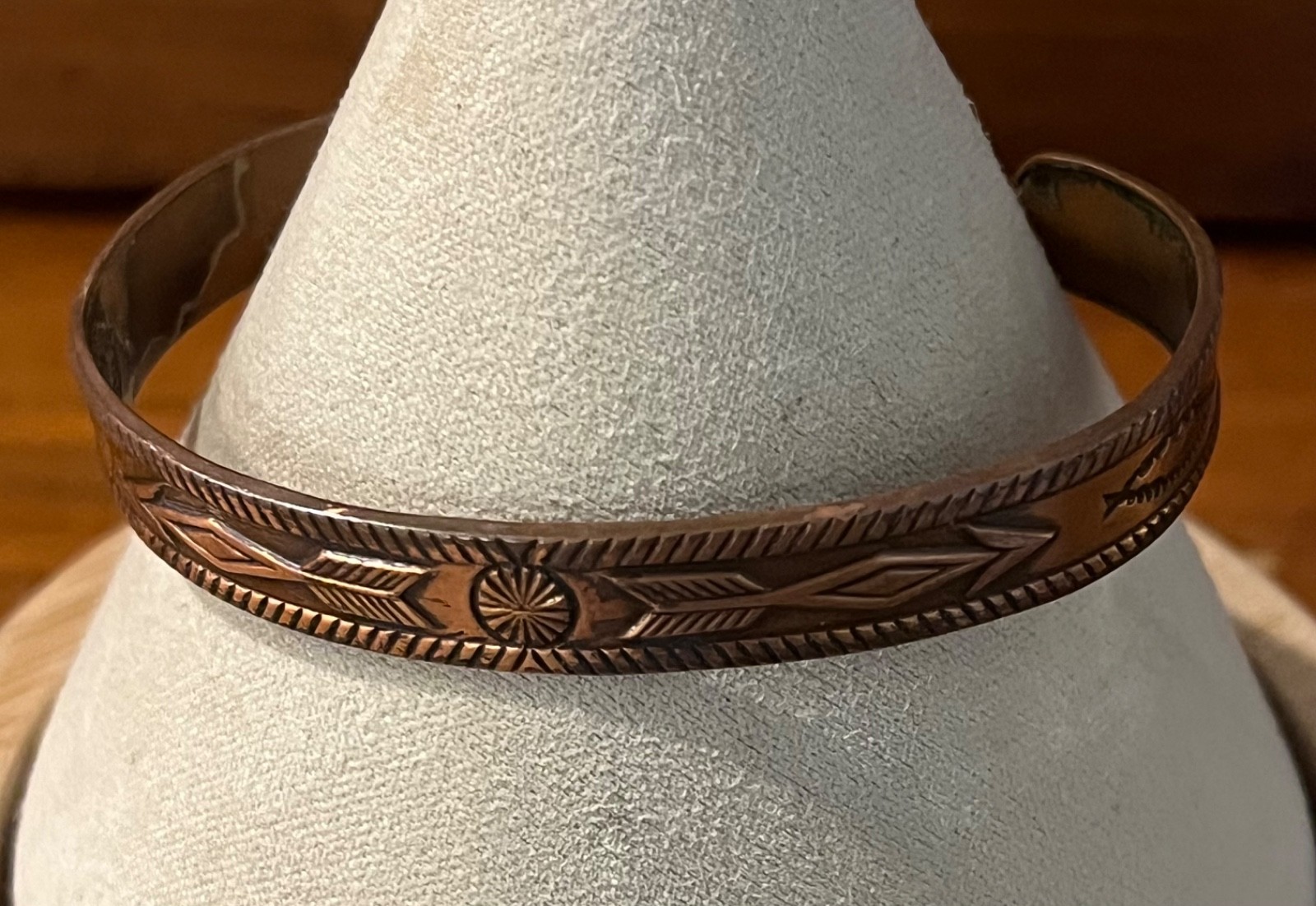 Vtg Bell Solid Copper Native American Cuff Bracel… - image 5