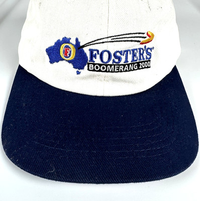 Vintage Foster's Boomerang Seba Hat Cap Strap Back White Mens Adjustable 2000s