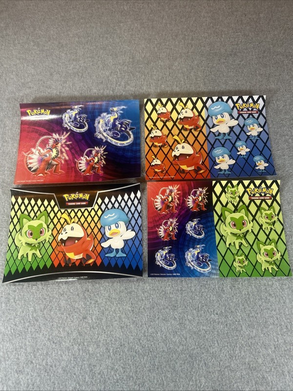 Pokemon TCG Sticker Sheets Lot of 4 Sprigatito Fuecoco Quaxly Koraidon Miraidon