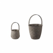 2 Pieces Antique Look Basket Vintage Design Rustic Hand Basket Photo Prop