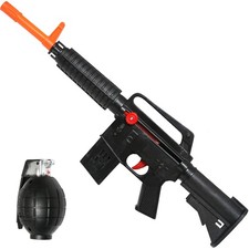 CAR-15 Rifle Black Gun Toy, Sounds, Army Prop, FX Sounds Grenade, M-16, 19" Long