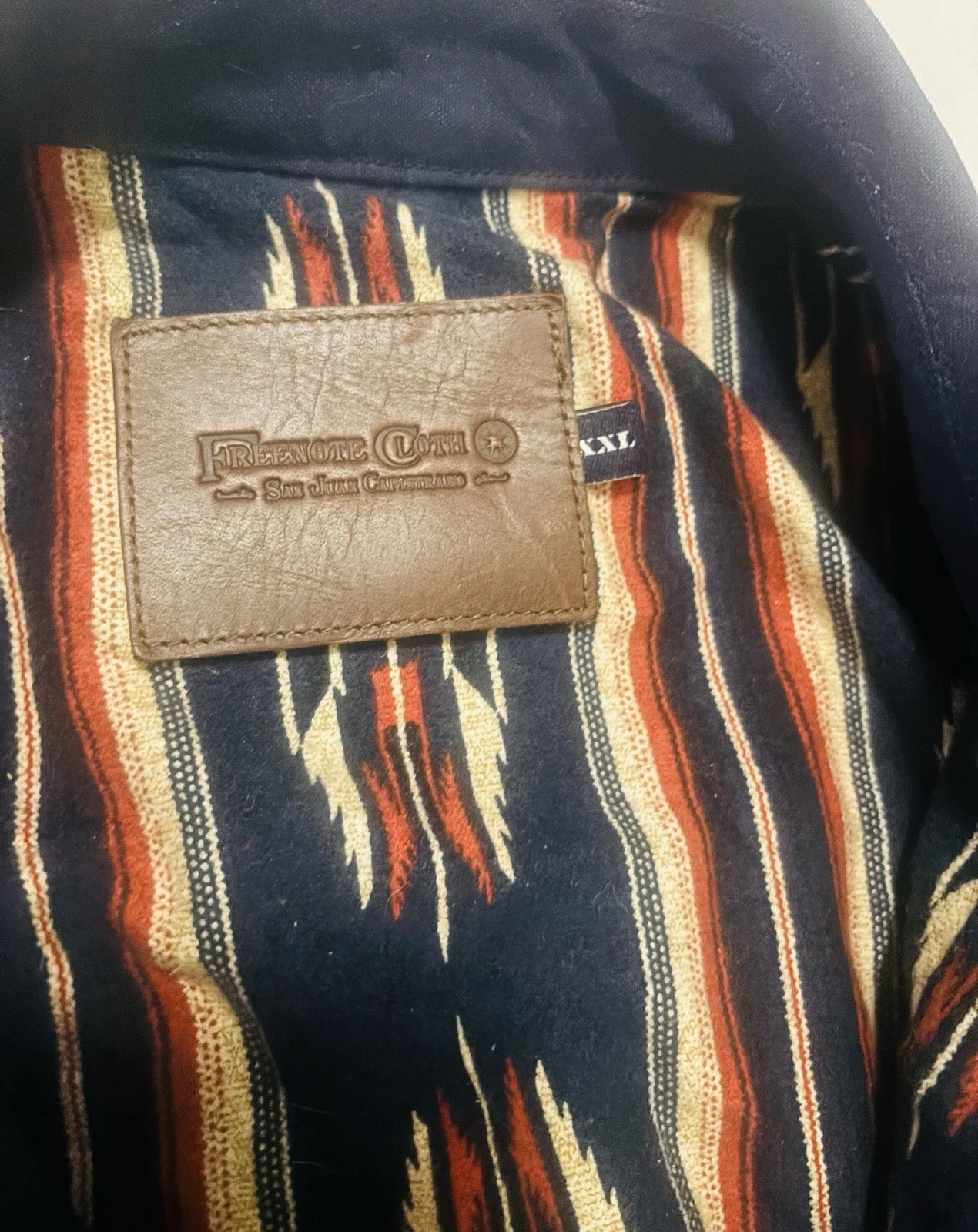 Freenote RJ-1 Cloth Riders Jacket Waxed Canvas 2XL Navy Blue - product detail image 2
