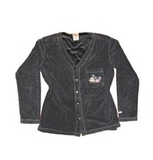 Vintage The Disney Store Gray Fleece Button-Up Cardigan Sweater with Embroidered