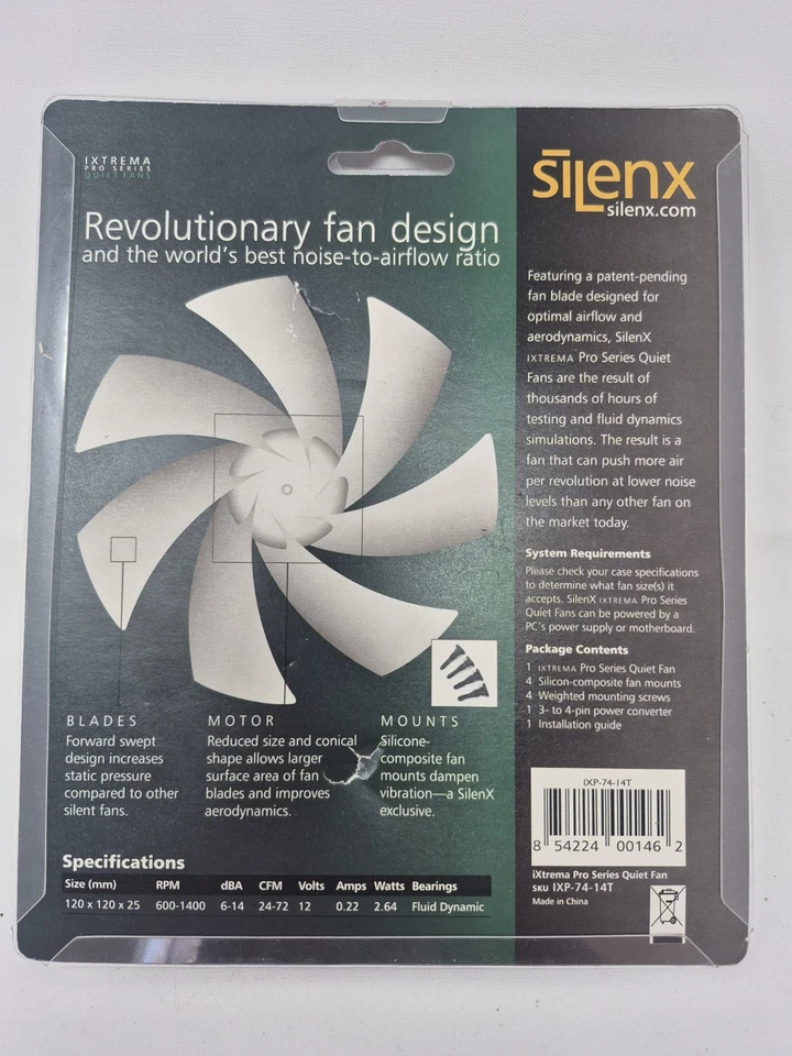Silenx iXtrema Pro Series "Quiet Fans" 120mm x 25mm Thermistor Fan w/ Screws New - Image 2 of 4