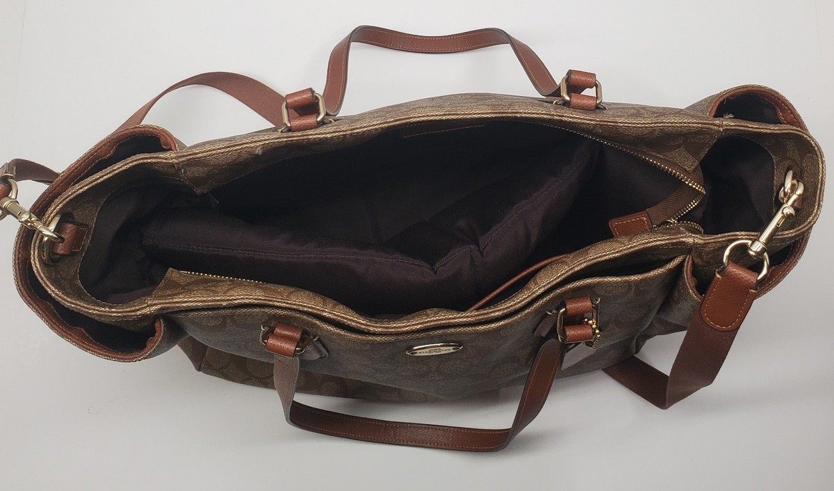 Coach Brown Signature Canvas & Leather Flap Backpack Diaper Bag Coach F13803 Signature C X-Large Brown Canvas | Mercari main image 2