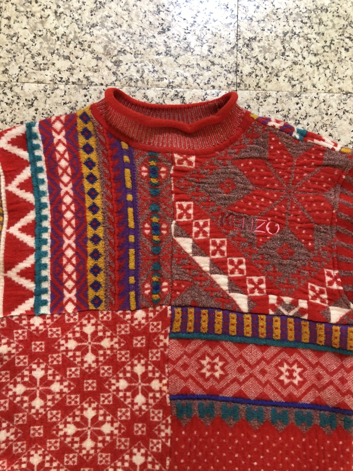 Vintage Kenzo Golf Multi-Pattern Patchwork Knit S… - image 2