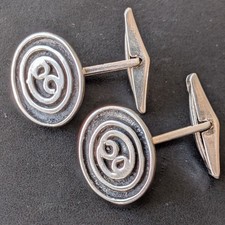 Sterling Silver Ola gorie sun / spiral scottish orkney cufflinks vintage