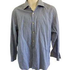 Hugo Boss Blue and White Plaid Casual Shirt. Size 17 XL