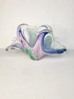 Vintage Murano Italian Art Glass Blue Pink Green Crystal Napkin Letter Holder