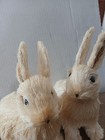 2 White Bristle brush  Easter bunny Rabbits Sitting Spring Decor•Sisal Straw — photo 3