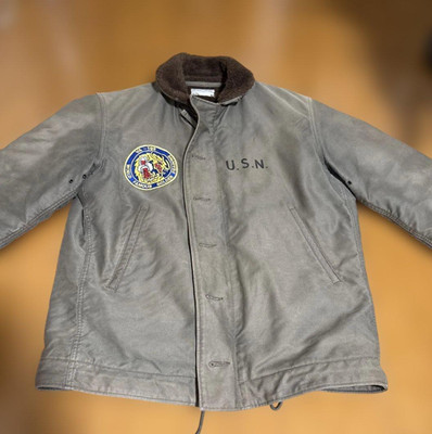 The Real McCoy s N-1 Deck Jacket Men s Size 40 Alpaca Warm Faded #FA BIA