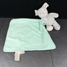 Carter's Gray Mouse Green Lovey 11" Plush Baby Toy Rattle Blanket 2014