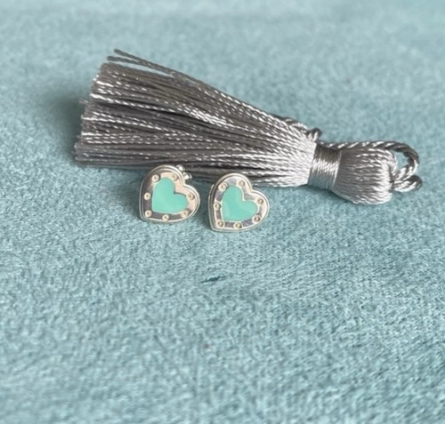 Love Tiffany & Co Blue Heart Earrings in Sterling Silver, Mini