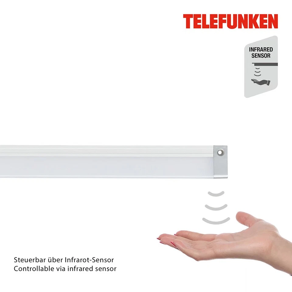 Lampada LED Sottopensile Argento 80cm 11W Bianco Neutro 4000K Dimmbar Handsensor - Immagine 4 di 4