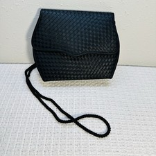 Vintage Neiman Marcus Woven Black Evening Cross-body Bag Clutch Purse Elegant