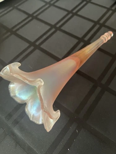 Fenton Velva Rose Epergne Horn Art Glass Pink Iridescent 12.5” Replacement Pc