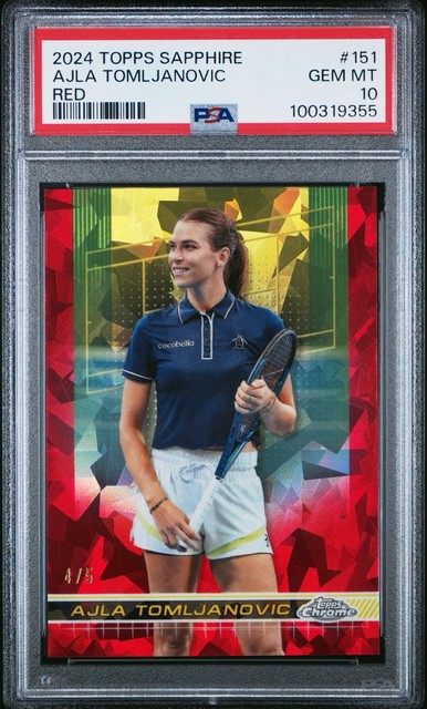 2024 ajla tomljanovic red sapphire /5 topps chrome psa 10 #151
