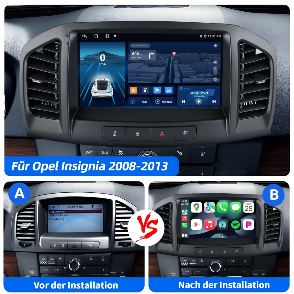 DAB+ Android 14 8-Kern 6+128G Autoradio Carplay GPS Für Opel Insignia A 2008-12 - Bild 4 von 4