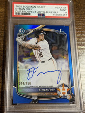 ETHAN FREY 2025 Bowman Draft #CPA-EF 1st True Blue Refractor Auto /150 PSA 9