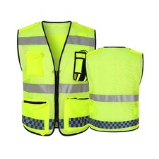 High Visibility Reflective Safety Vest Mesh Cloth Fabric with Pockets and Zipper