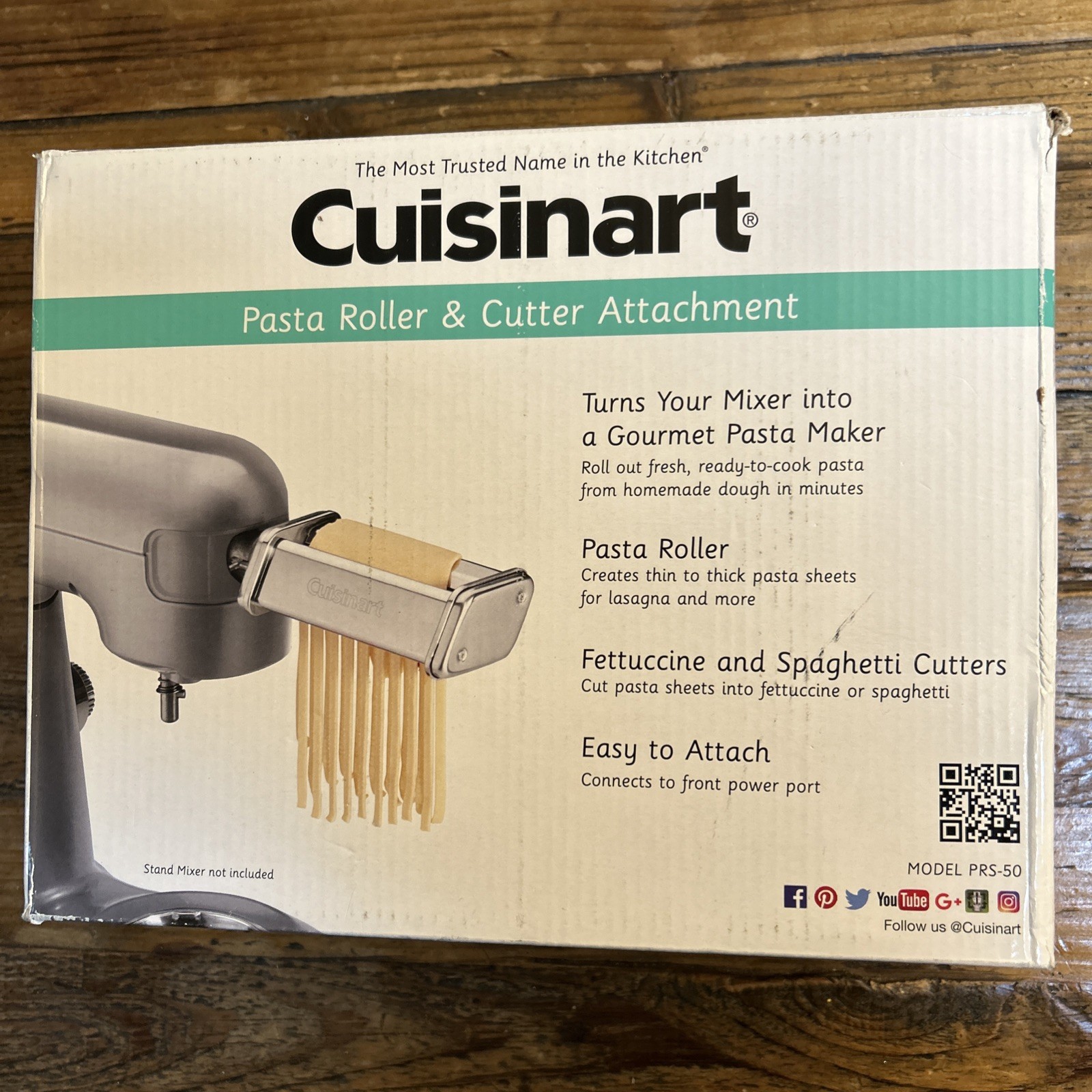 NEW IN BOX Cuisinart Pastafecto Pasta Roller Cutter Attachments PRS-50 for SM-50