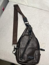 Polo Vicuña Hombre Bandolera Bandolera Bolso de Viaje Mochila Cuero Marrón Antirrobo