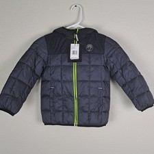 Gerry Torque Puffer Jacket Full-Zip Hooded Boys XS Gray Black Green NWT