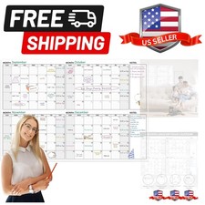 Large Dry Erase Calendar - 4 Undated Wall Calendar Dry Erase, 52" x 36  , Lar...