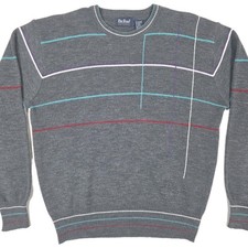 Vintage Par Four Sweater Mens XL Gray Geometric Lines Art Outdoors Golf Preppy