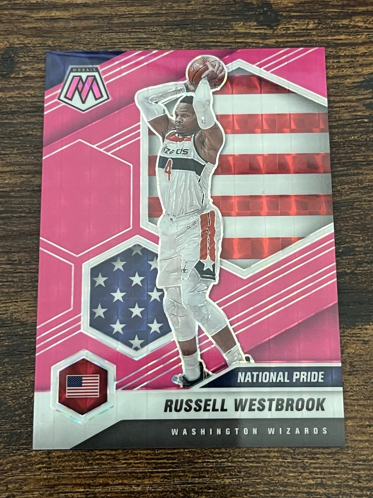 2020-21 Panini Mosaic Fluorescent Pink National Pride Russell Westbrook /10