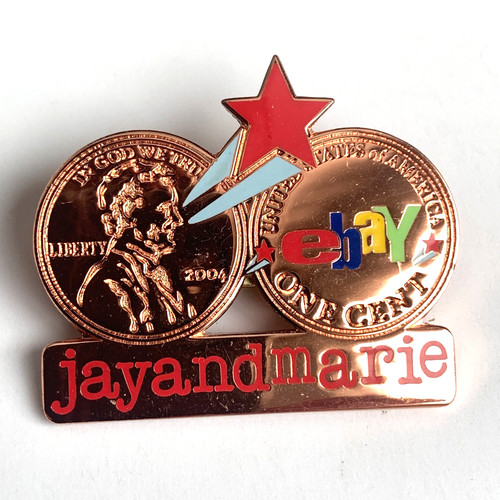EBAY LIVE 2004 JAY AND MARIE JAYANDMARIE LINCOLN PENNY STAR PIN EBAYANA F41